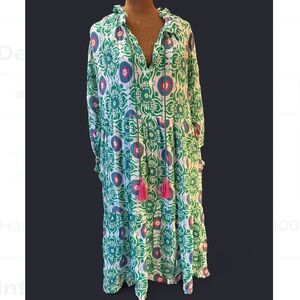 Colorful Patterned Maxi Dress Coastal Beach Cruise Tropical